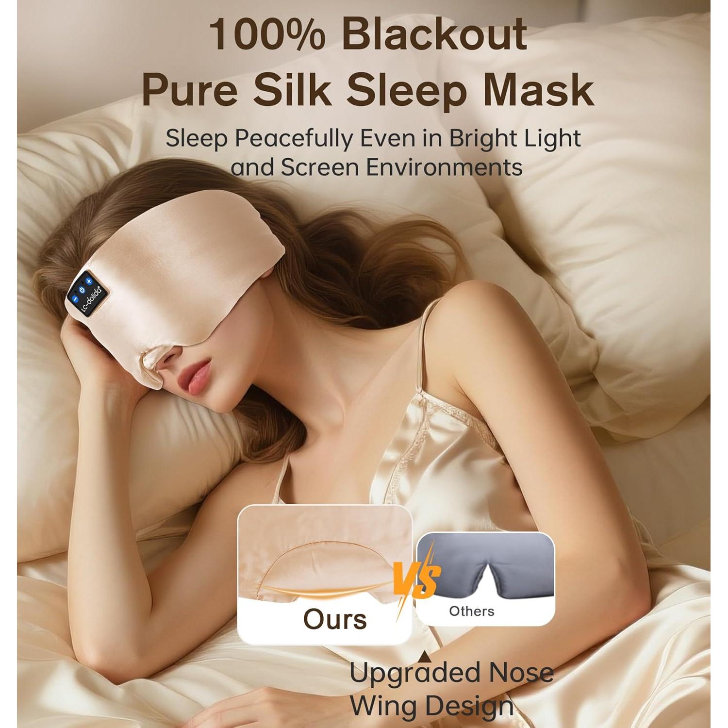 Máscara de Sueño de Seda LC-dolida con Auriculares Bluetooth 5.4