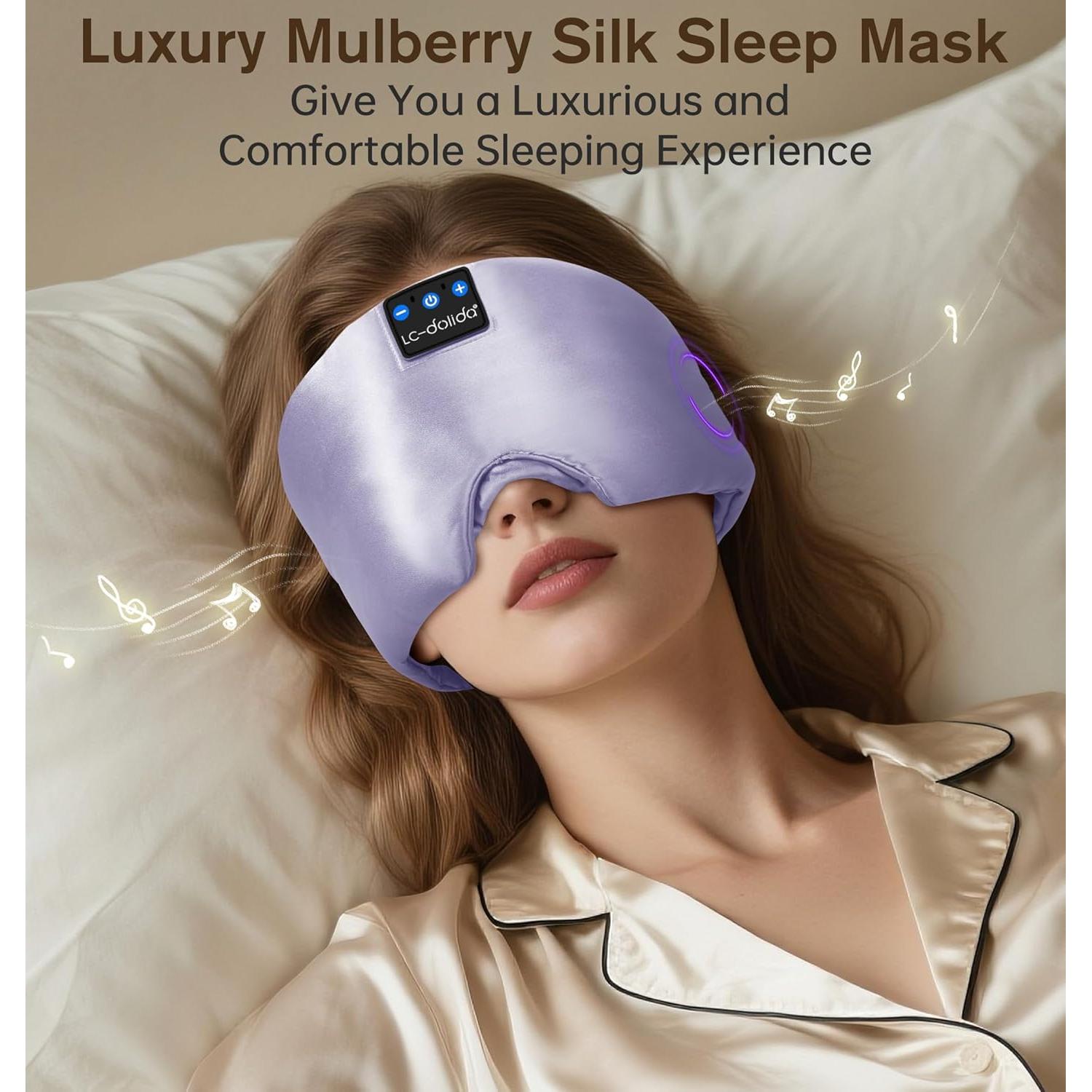 Máscara de Sueño de Seda LC-dolida con Auriculares Bluetooth 5.4