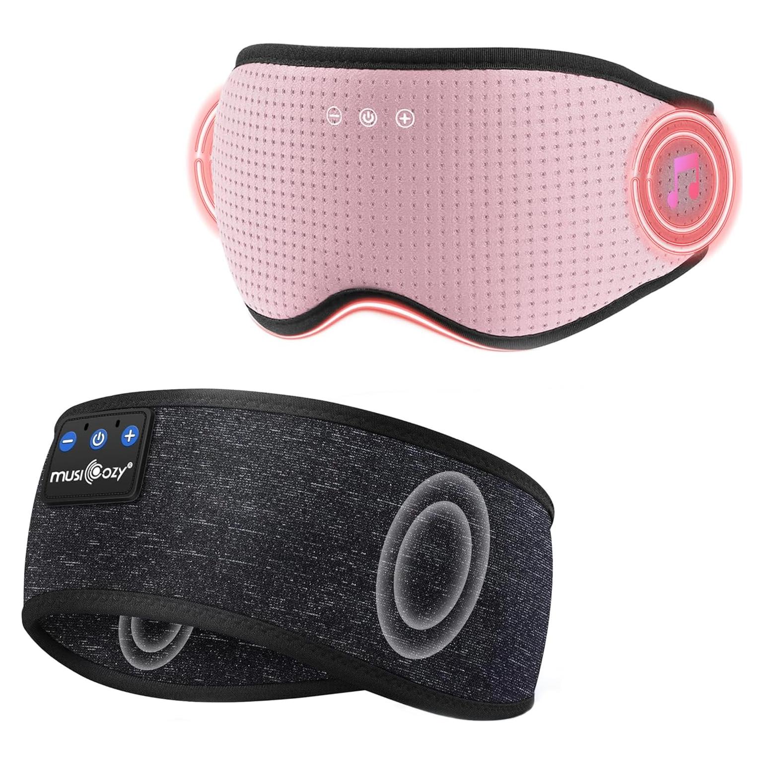 MUSICOZY Auriculares Bluetooth para Dormir con Máscara 3D