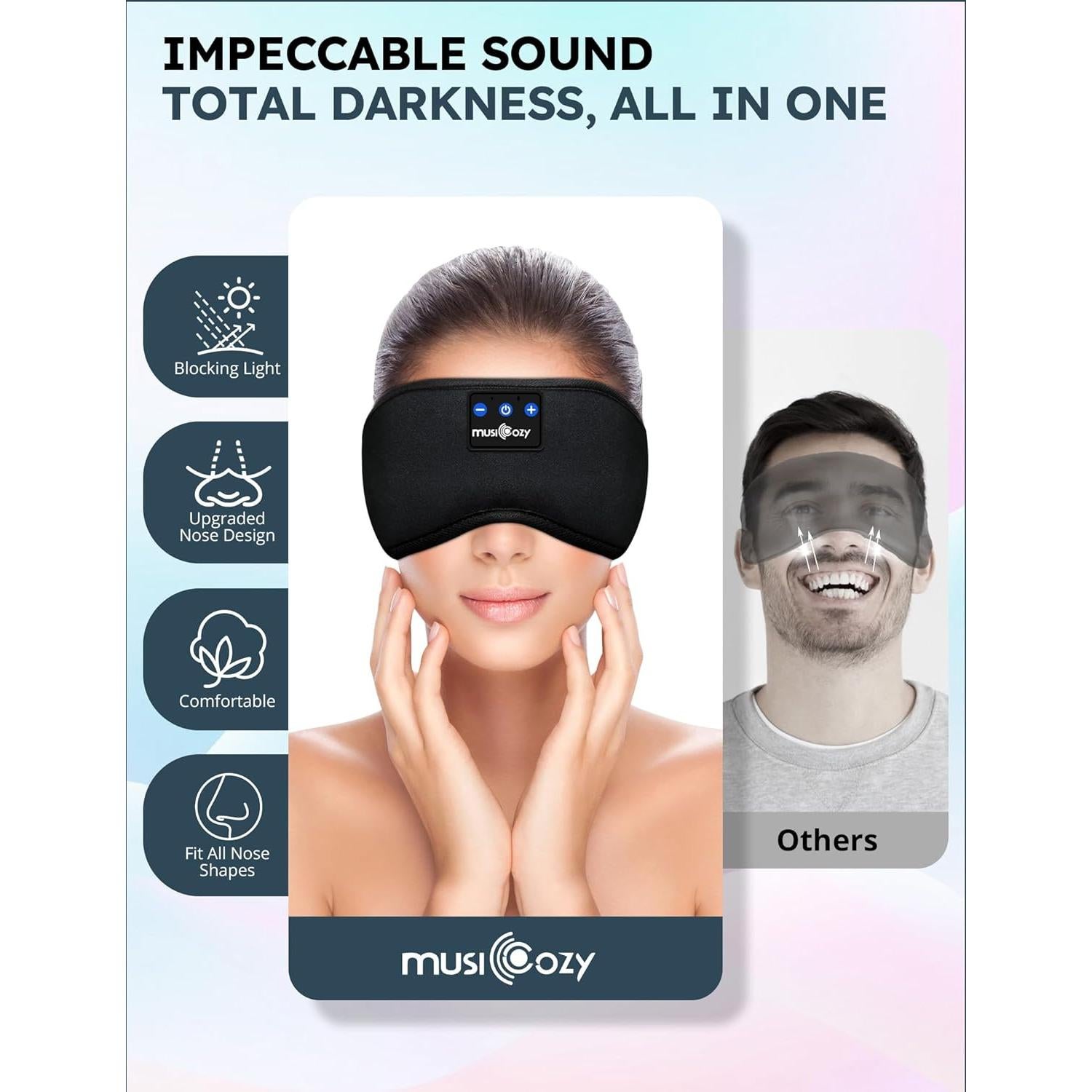 Auriculares Bluetooth para Dormir MUSICOZY con Máscara 3D