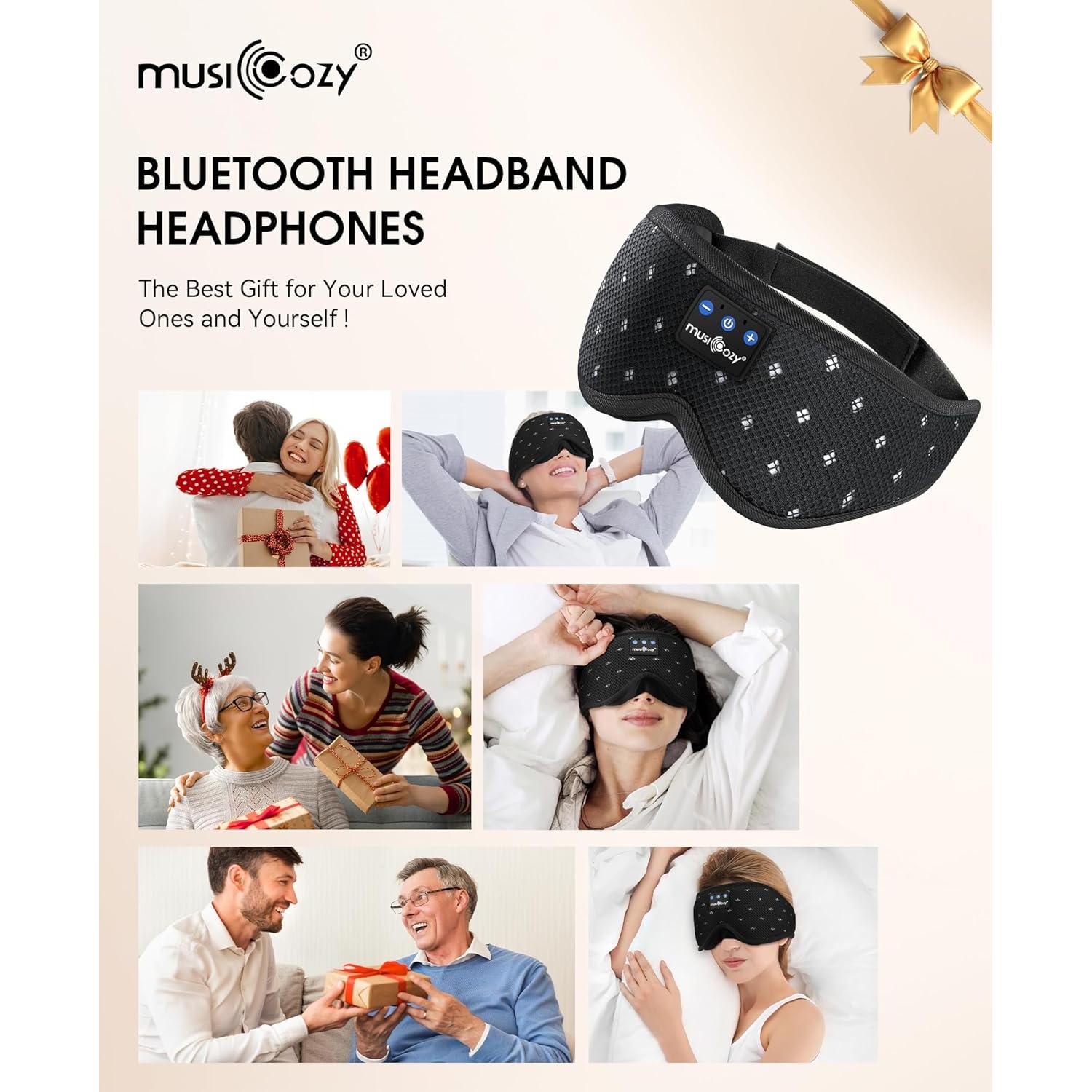 Auriculares Bluetooth MUSICOZY para Dormir con Máscara 3D