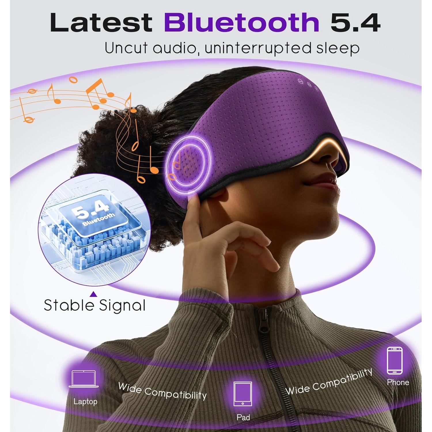 Auriculares Bluetooth MUSICOZY para Dormir con Máscara 3D