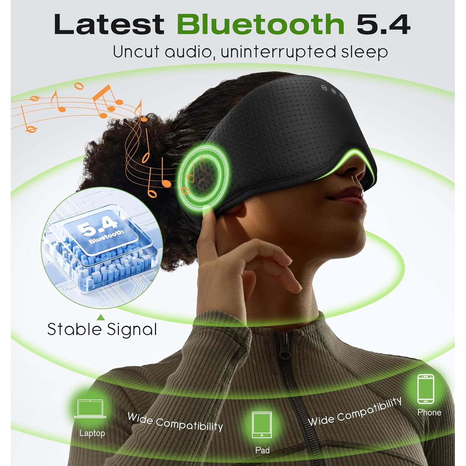 Auriculares para Dormir Bluetooth MUSICOZY con Máscara 3D