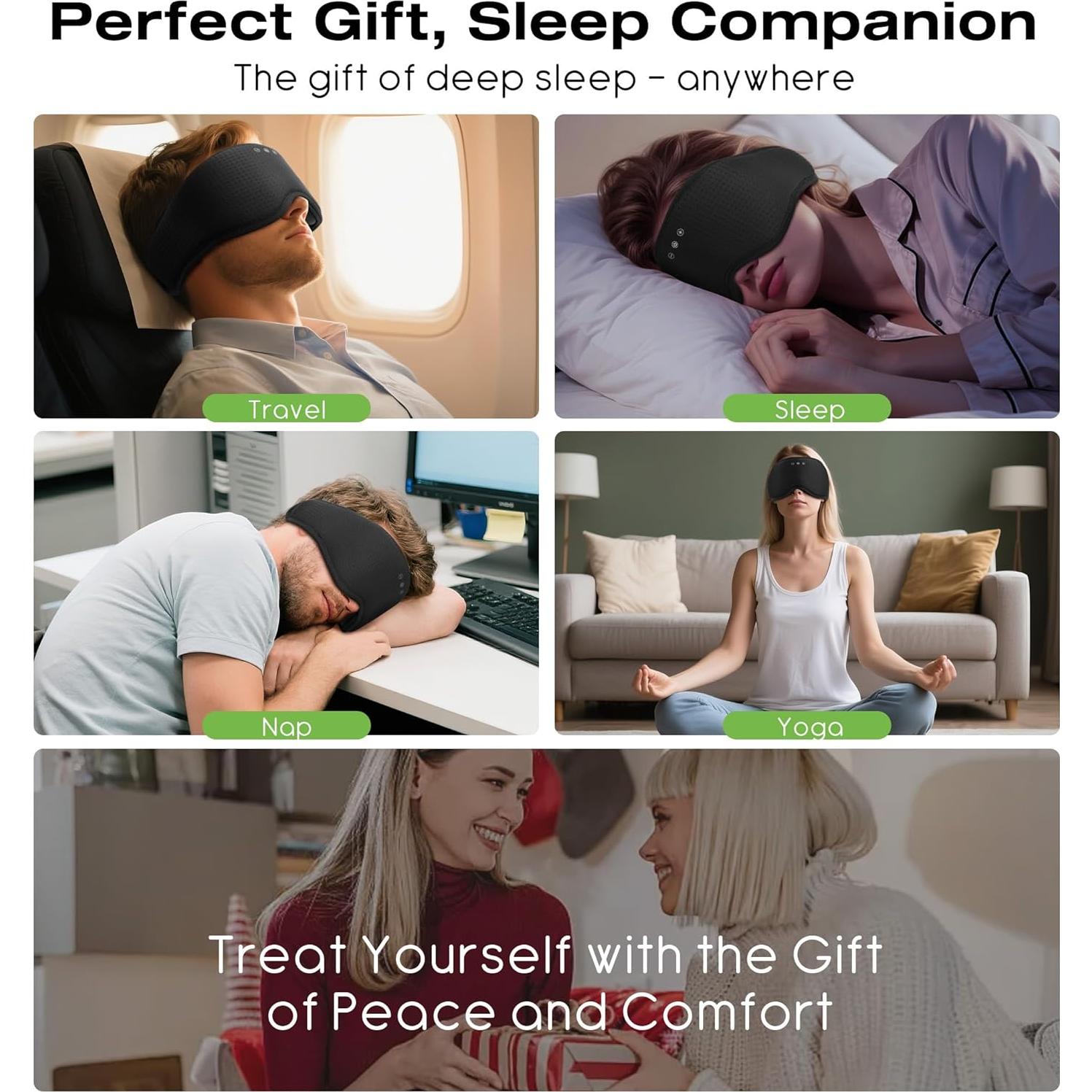 Auriculares para Dormir Bluetooth MUSICOZY con Máscara 3D