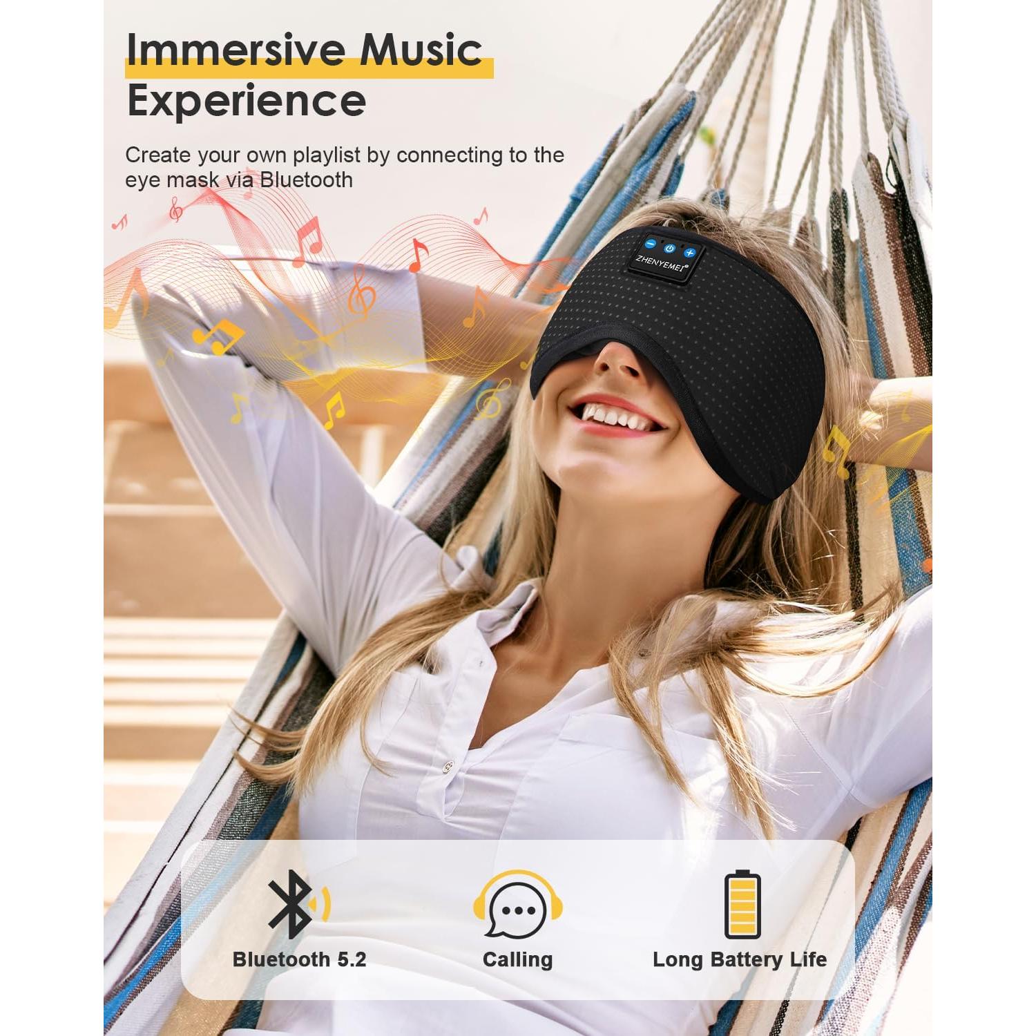 Auriculares Bluetooth para dormir ZHENYEMEI con máscara de ojos