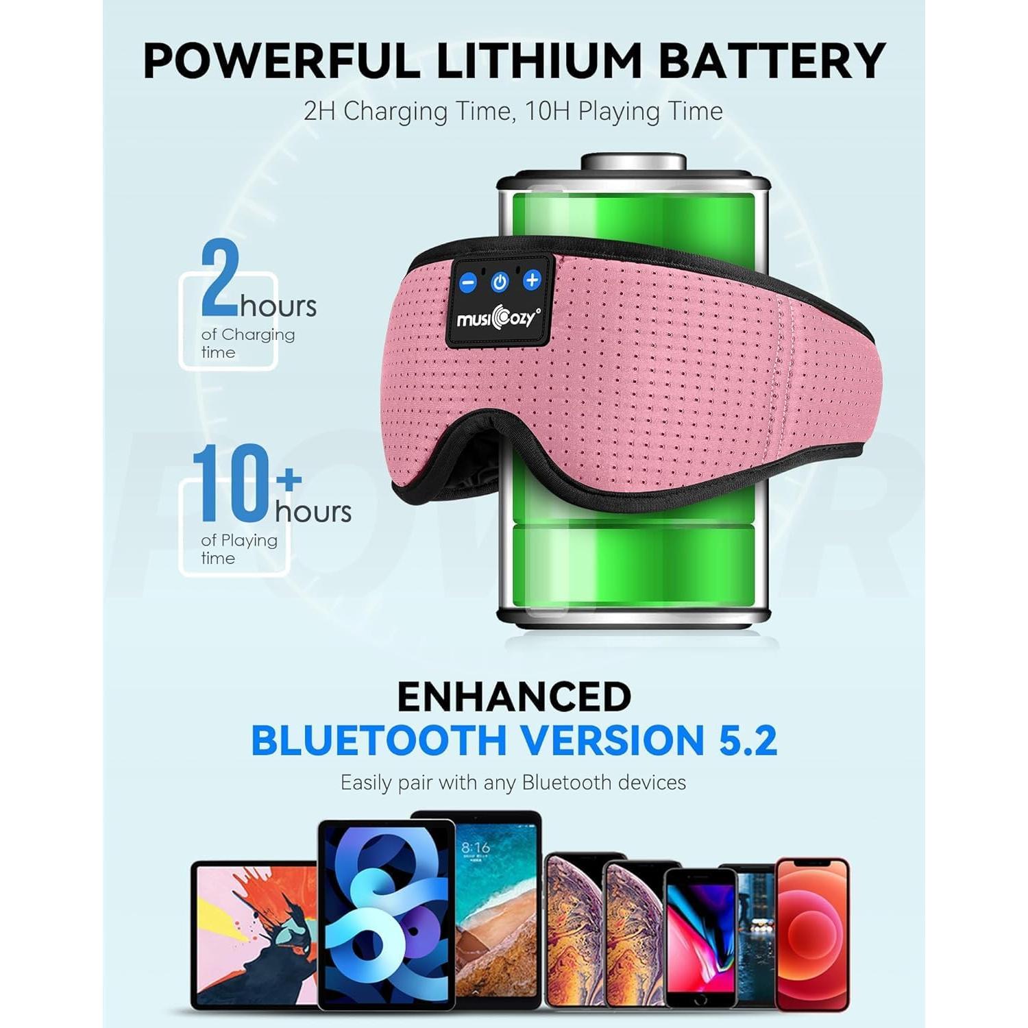 Auriculares para Dormir Bluetooth MUSICOZY con Máscara 3D