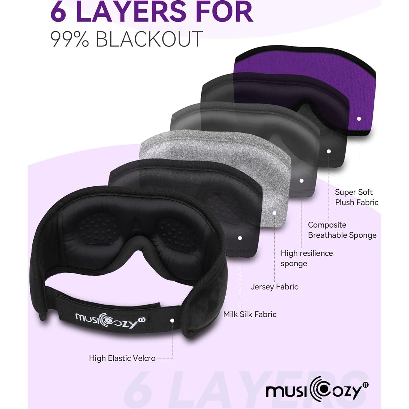 Auriculares para Dormir Bluetooth MUSICOZY con Máscara 3D