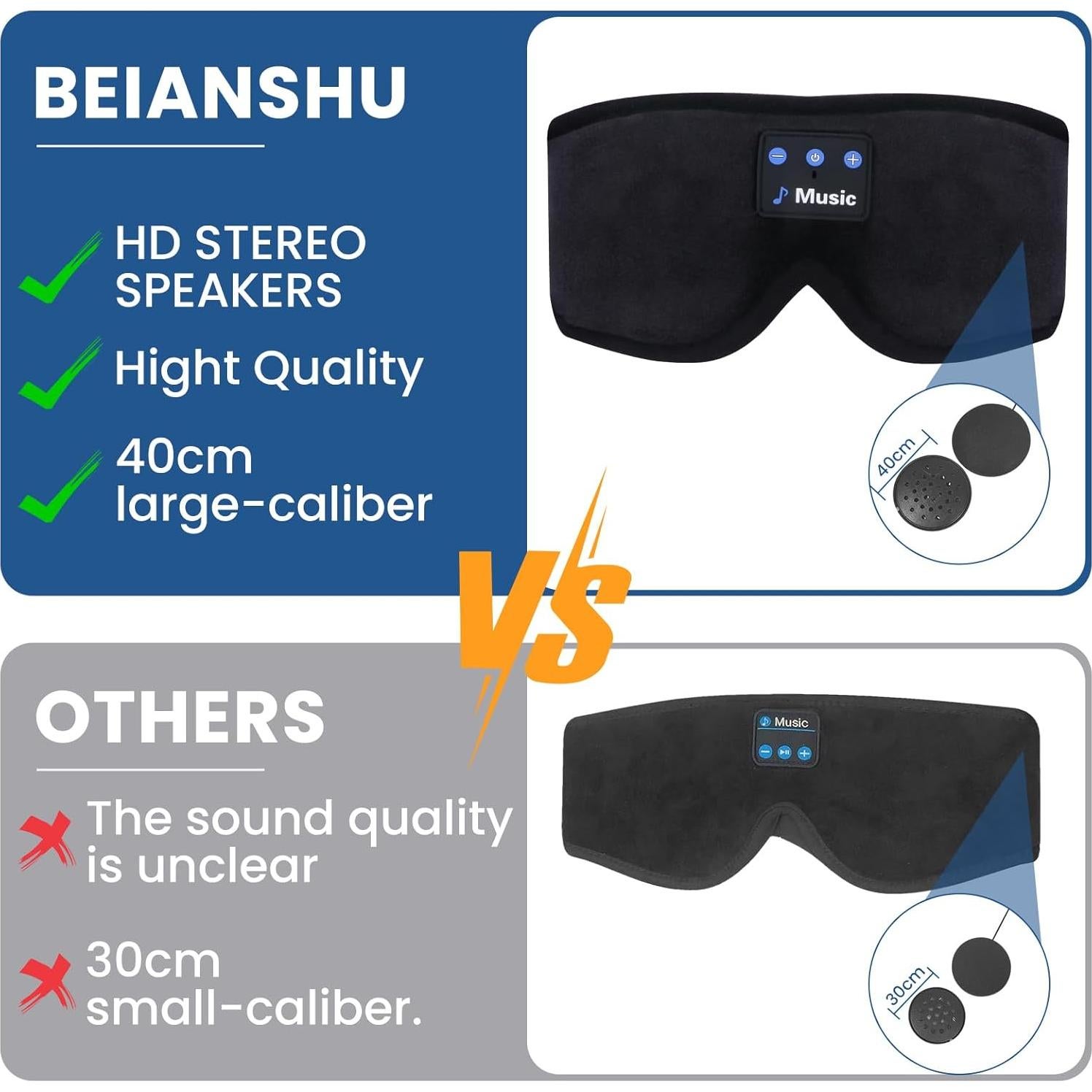 Máscara de Sueño 3D Bluetooth BENANSHU con Auriculares Inalámbricos