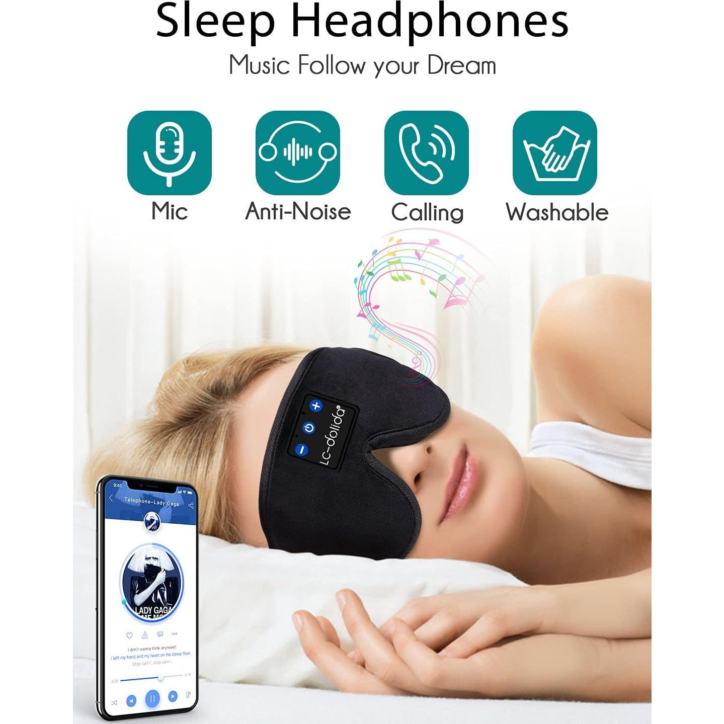 Máscara para dormir con auriculares Bluetooth LC-dolida 3D