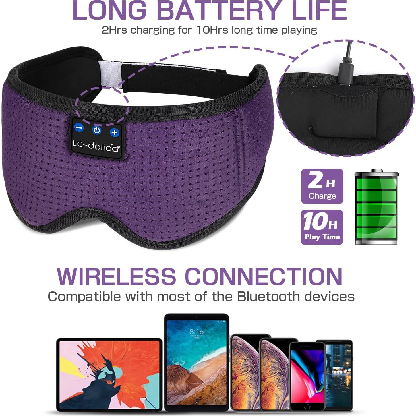 Máscara para dormir con auriculares Bluetooth LC-dolida 3D