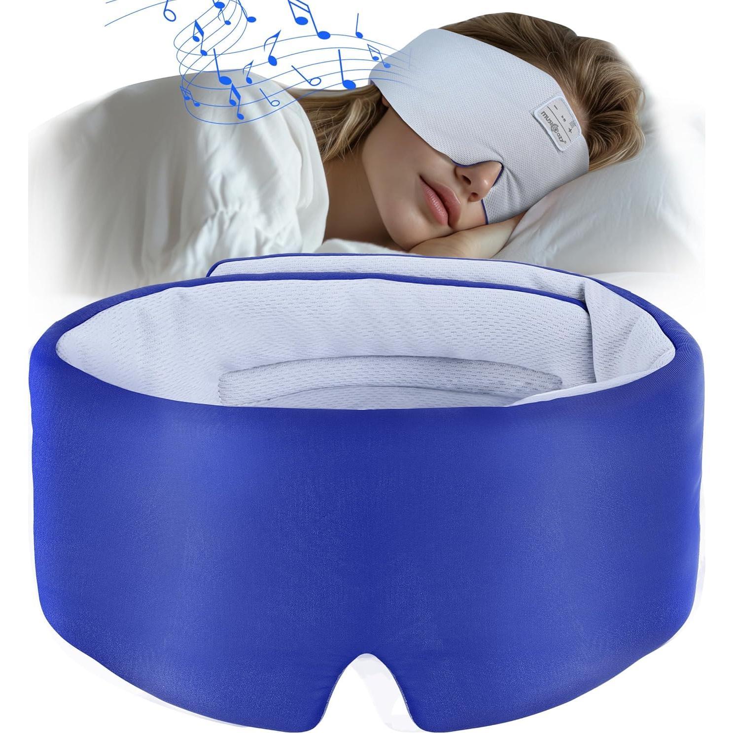 MUSICOZY Máscara de Sueño de Seda Fría con Auriculares Bluetooth