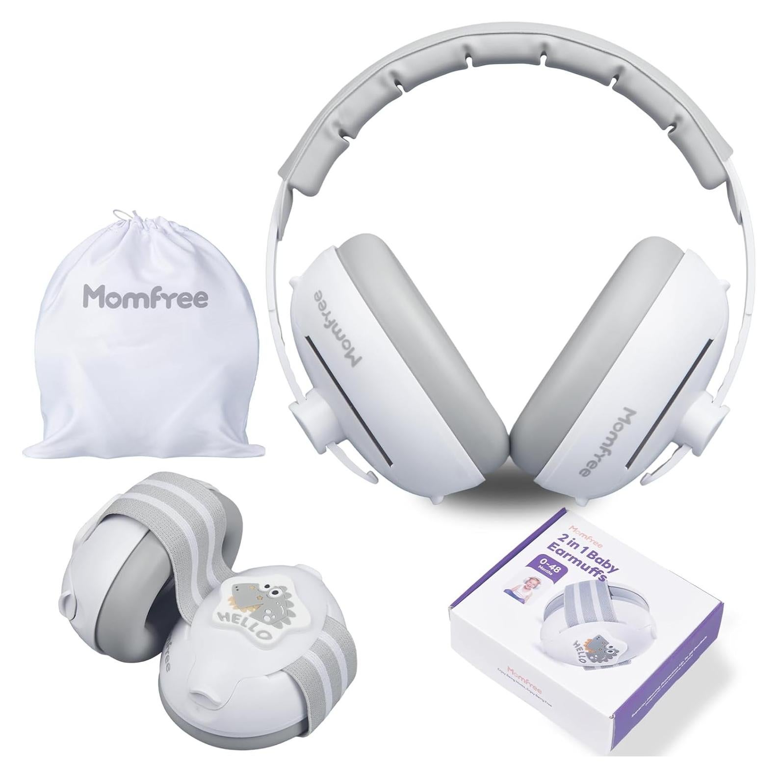 Auriculares para Bebé 2 en 1 Reducción de Ruido Gris