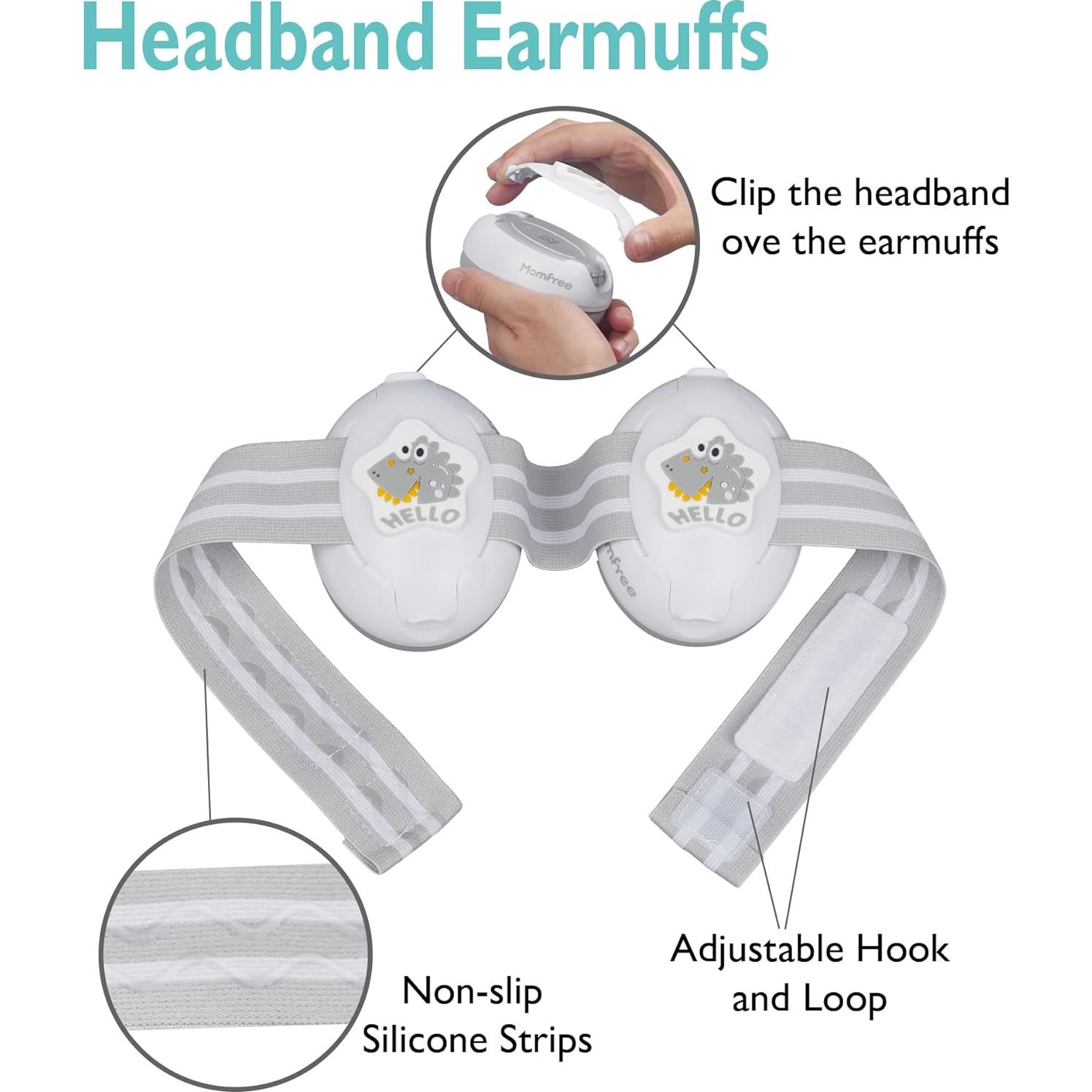 Auriculares para Bebé 2 en 1 Reducción de Ruido Gris