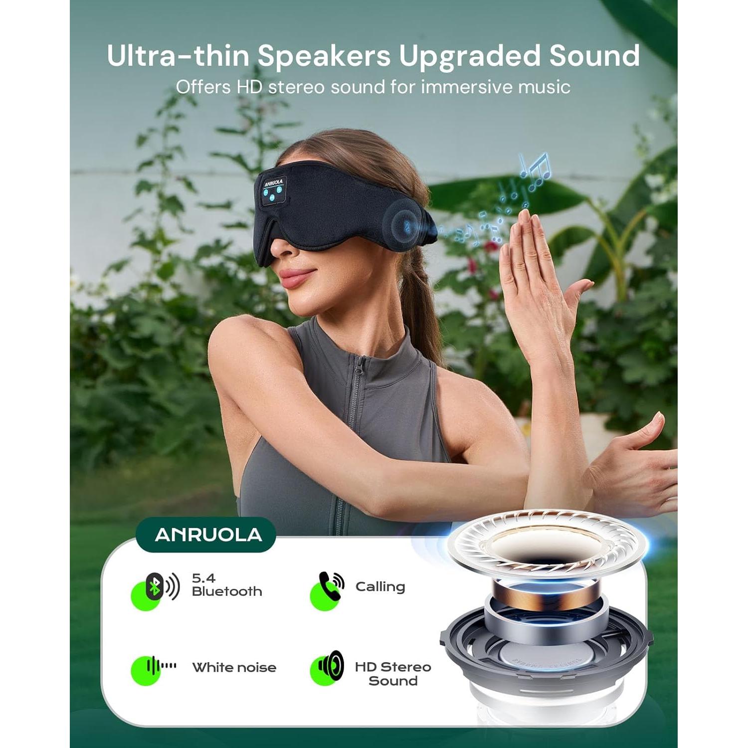 Máscara de Sueño 3D ANRUOLA con Auriculares Bluetooth 5.4