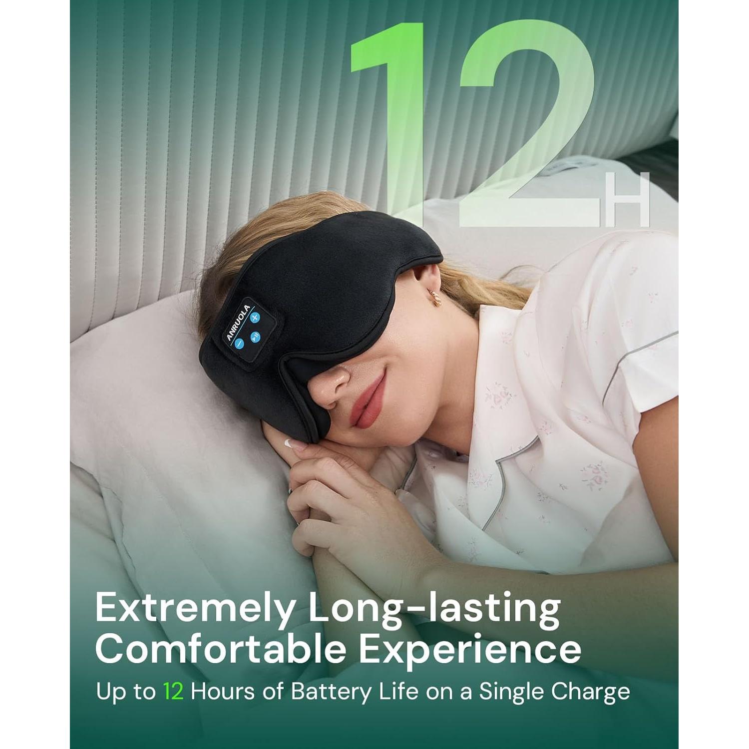 Máscara de Sueño 3D ANRUOLA con Auriculares Bluetooth 5.4