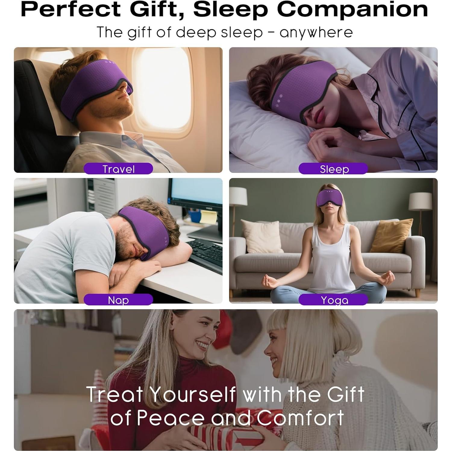 Auriculares para Dormir Bluetooth MUSICOZY con Máscara 3D