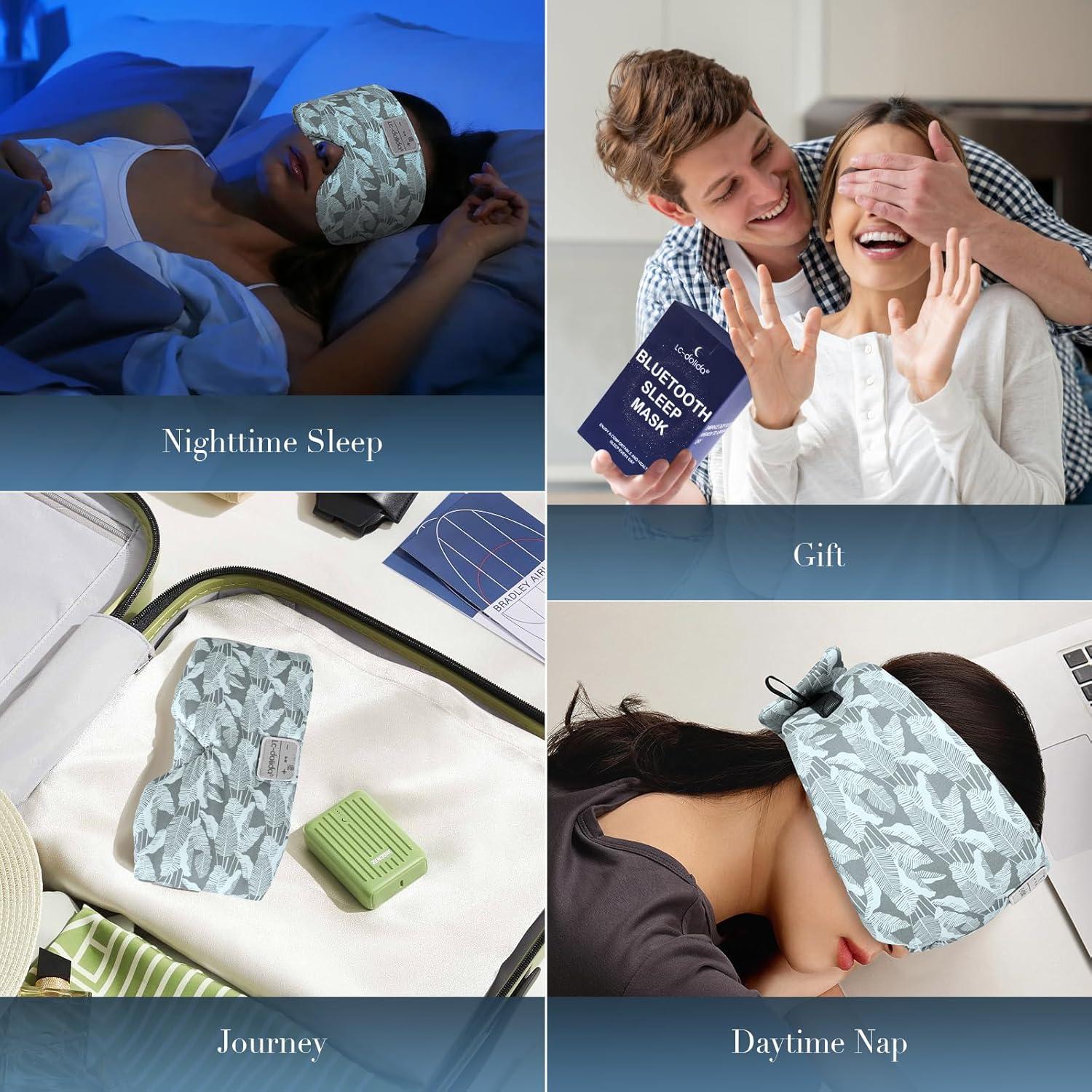 Máscara de Sueño Bluetooth LC-dolida Seda Extra Grande 100% Bloqueo Luz