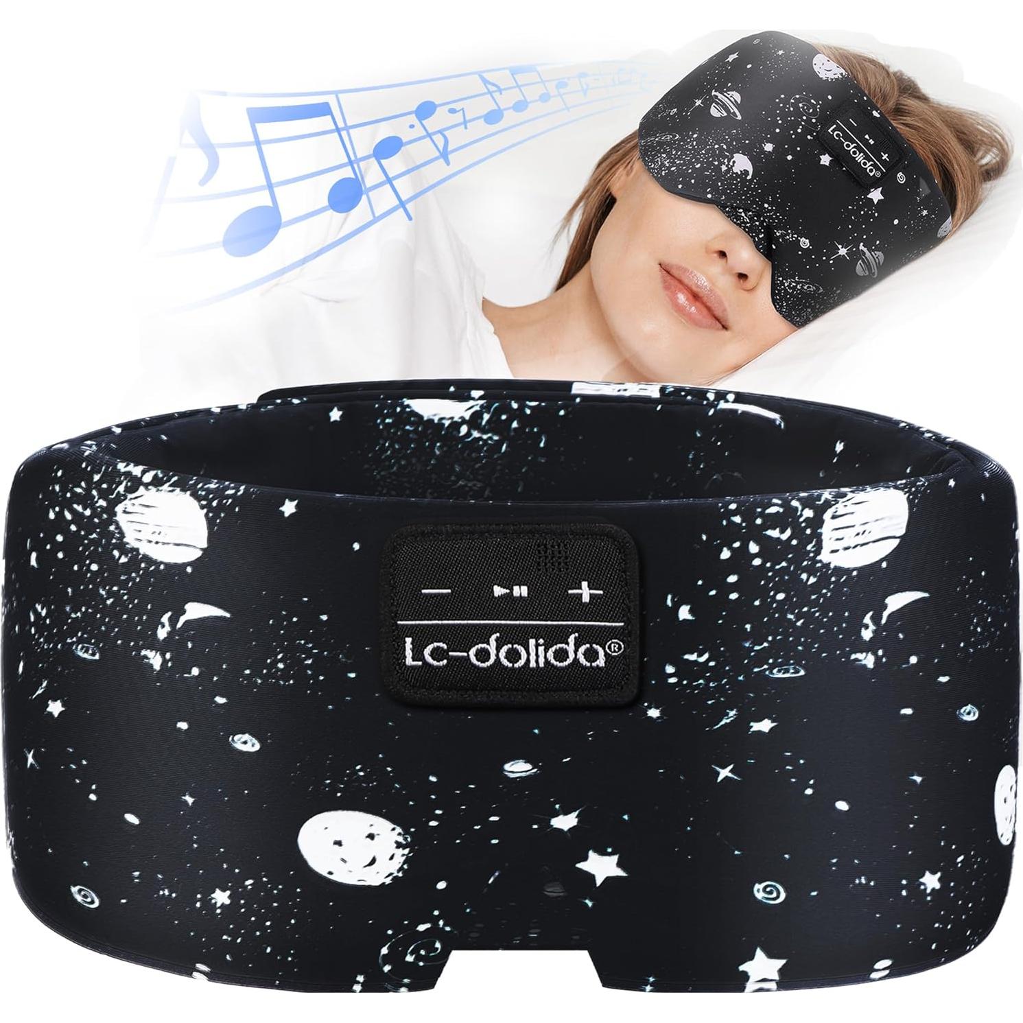 Máscara de Sueño Bluetooth LC-dolida Seda Extra Grande 100% Bloqueo Luz