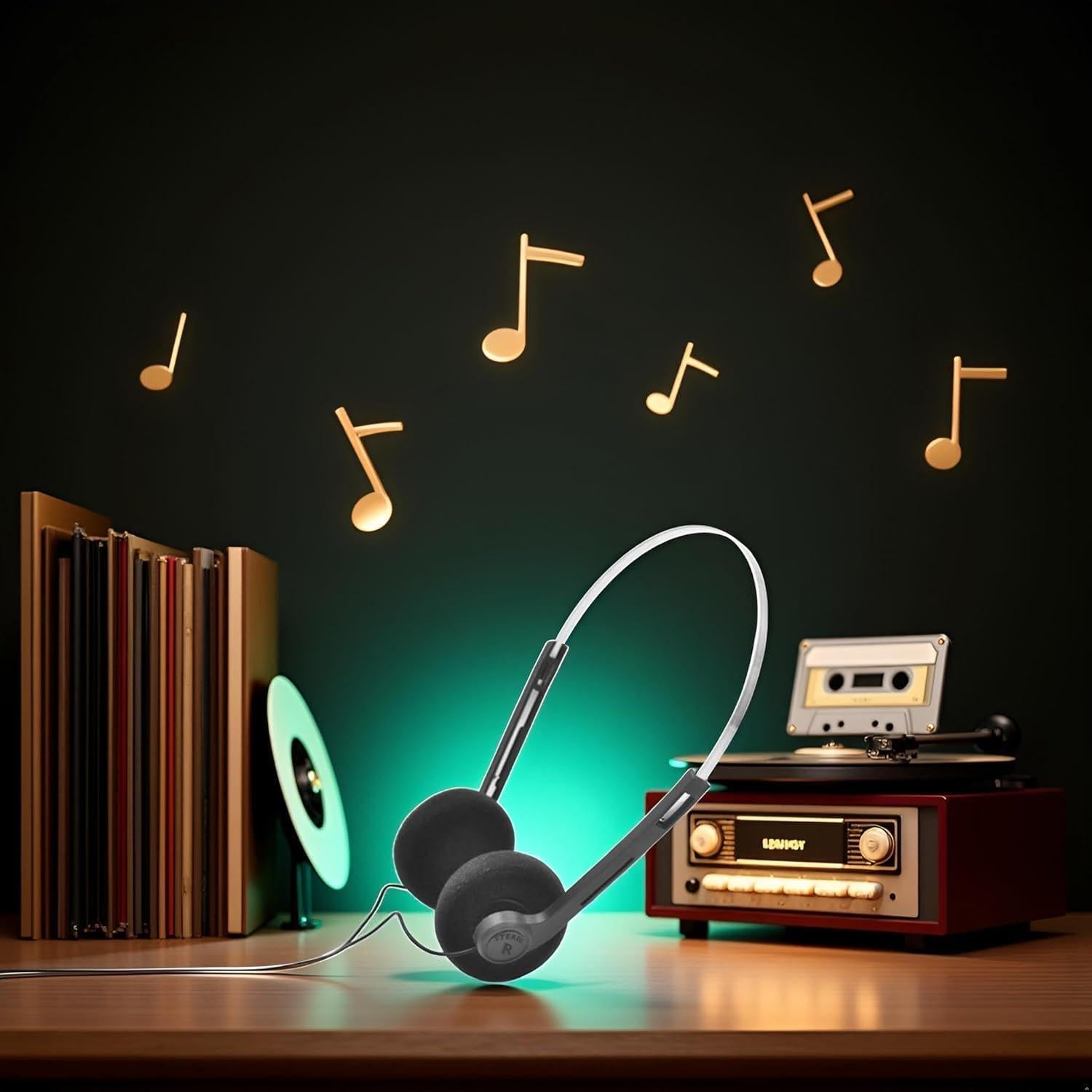 Auriculares Retro Over-Ear Tiosen Hi-Fi con Cable Negro