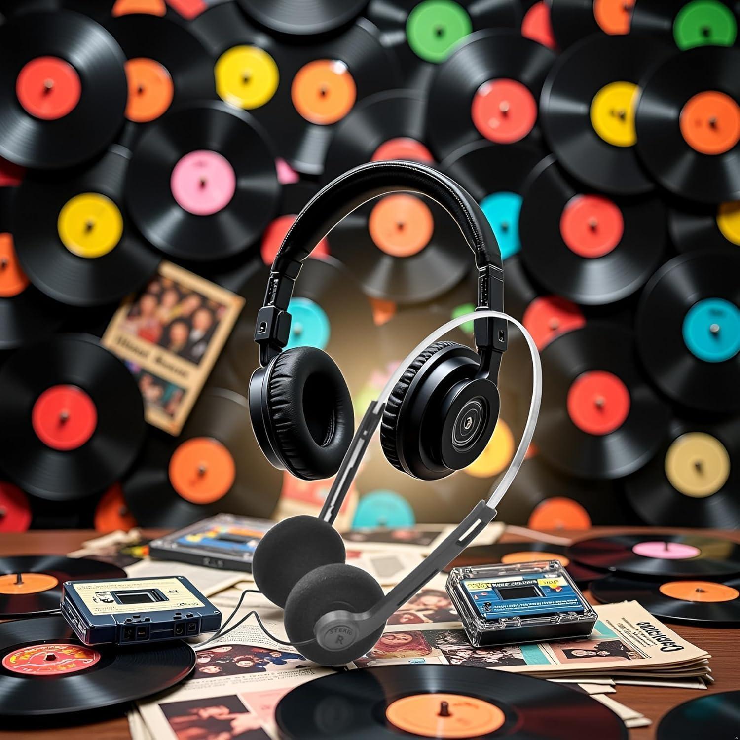 Auriculares Retro Over-Ear Tiosen Hi-Fi con Cable Negro