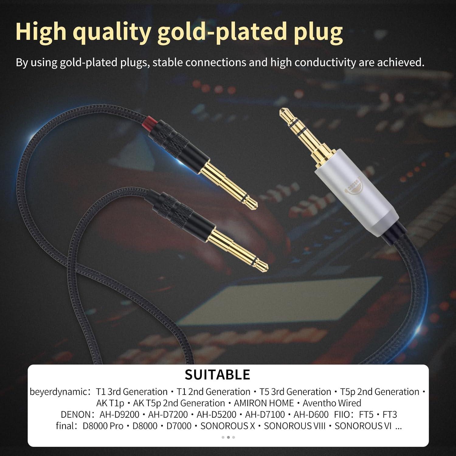 Cable de Auriculares Dual 3.5mm a XLR okcsc 2m Trenzado Nylon