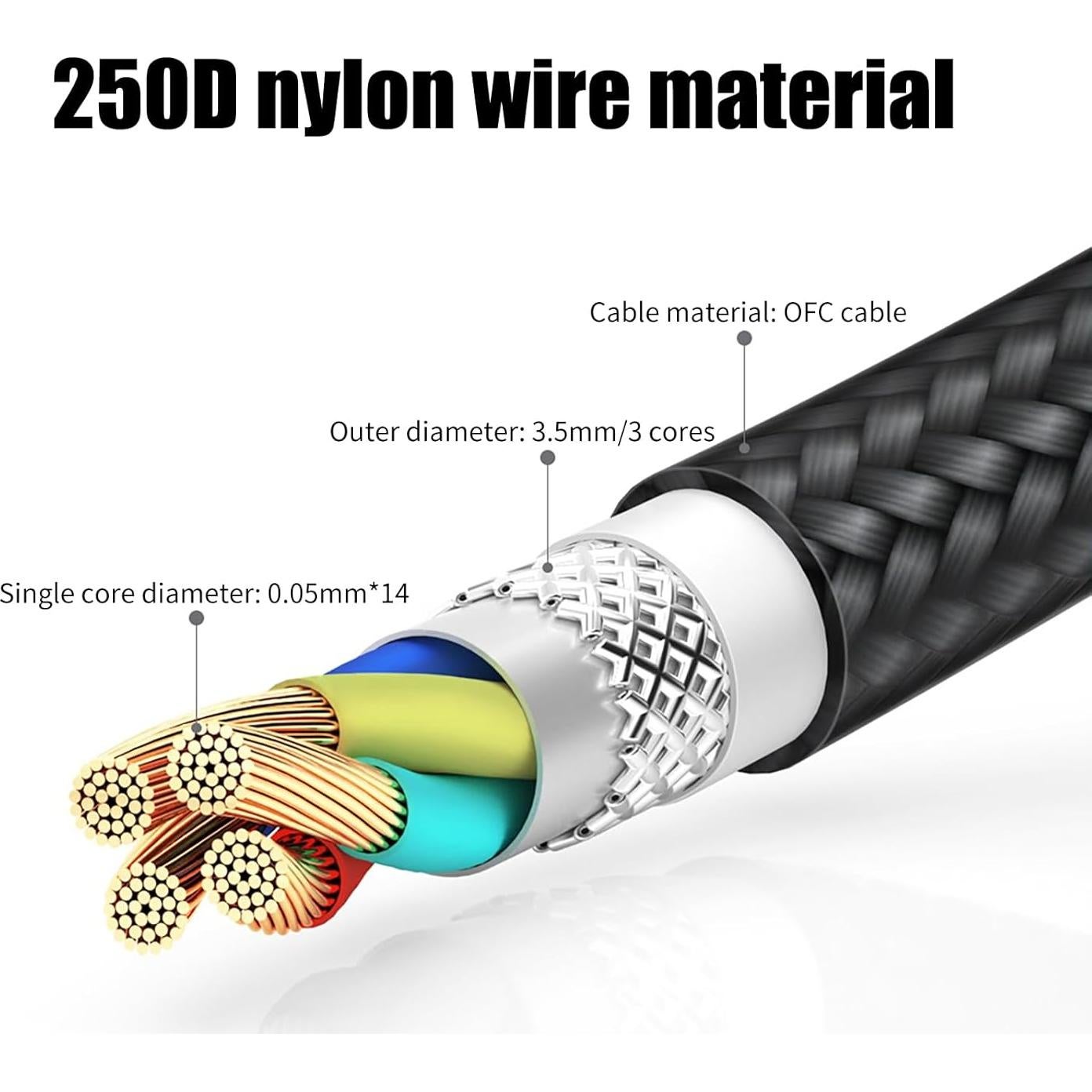 Cable de Auriculares Dual 3.5mm a XLR okcsc 2m Trenzado Nylon