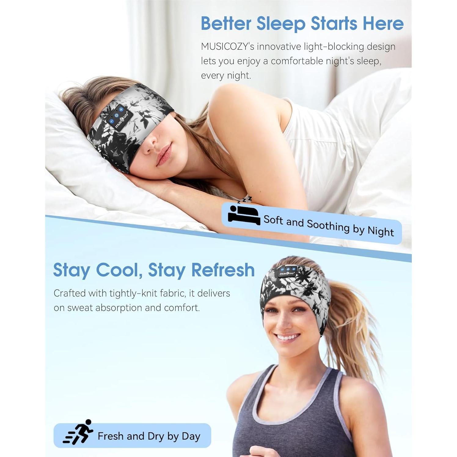 Auriculares para dormir Bluetooth MUSICOZY Banda para cabeza