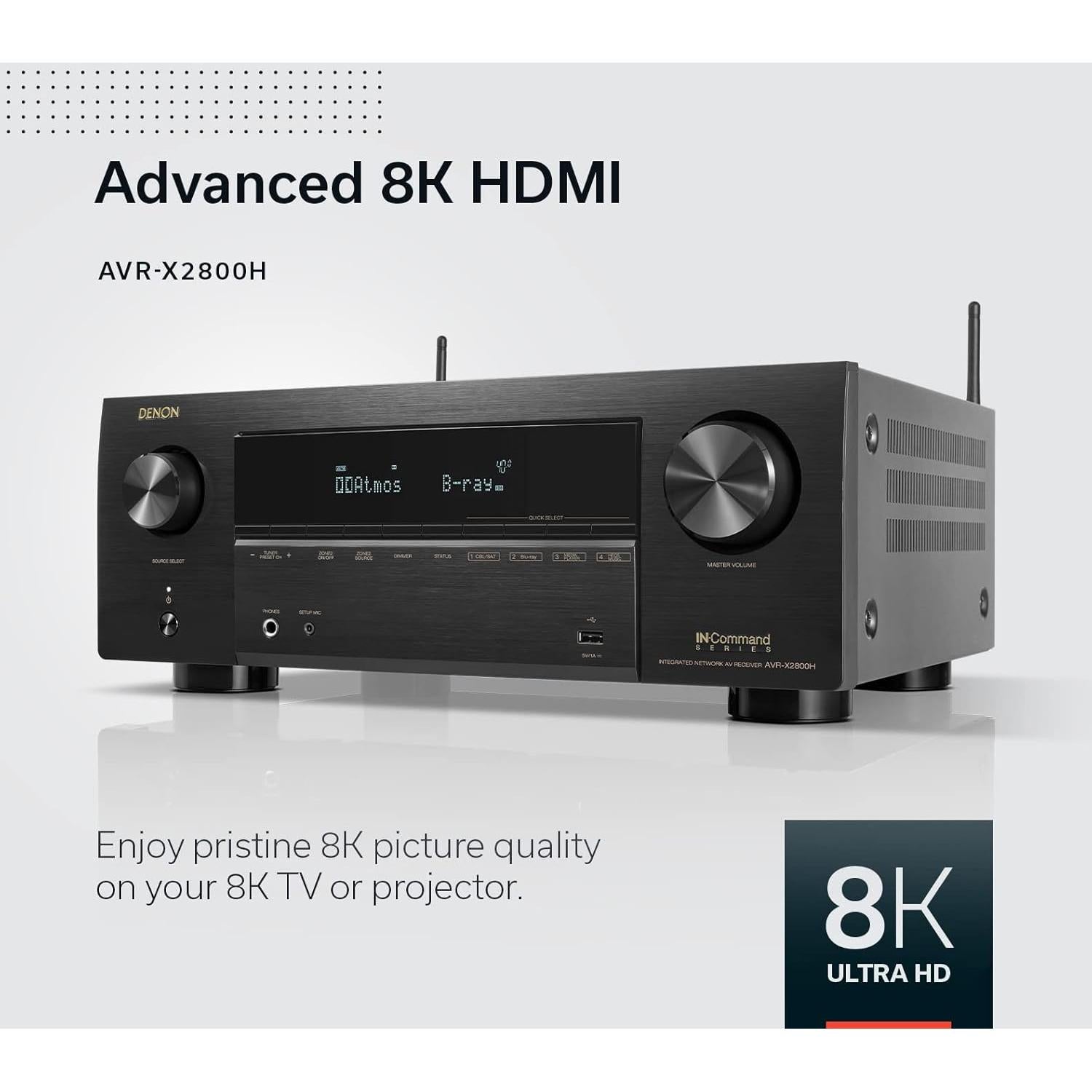 Receptor Denon AVR-X2800H 7.2 Ch 8K UHD - Sonido Dolby Atmos
