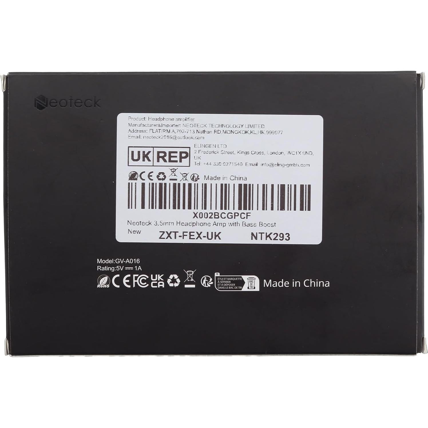 Amplificador de Auriculares Neoteck HiFi 3.5mm 16-300Ω Negro
