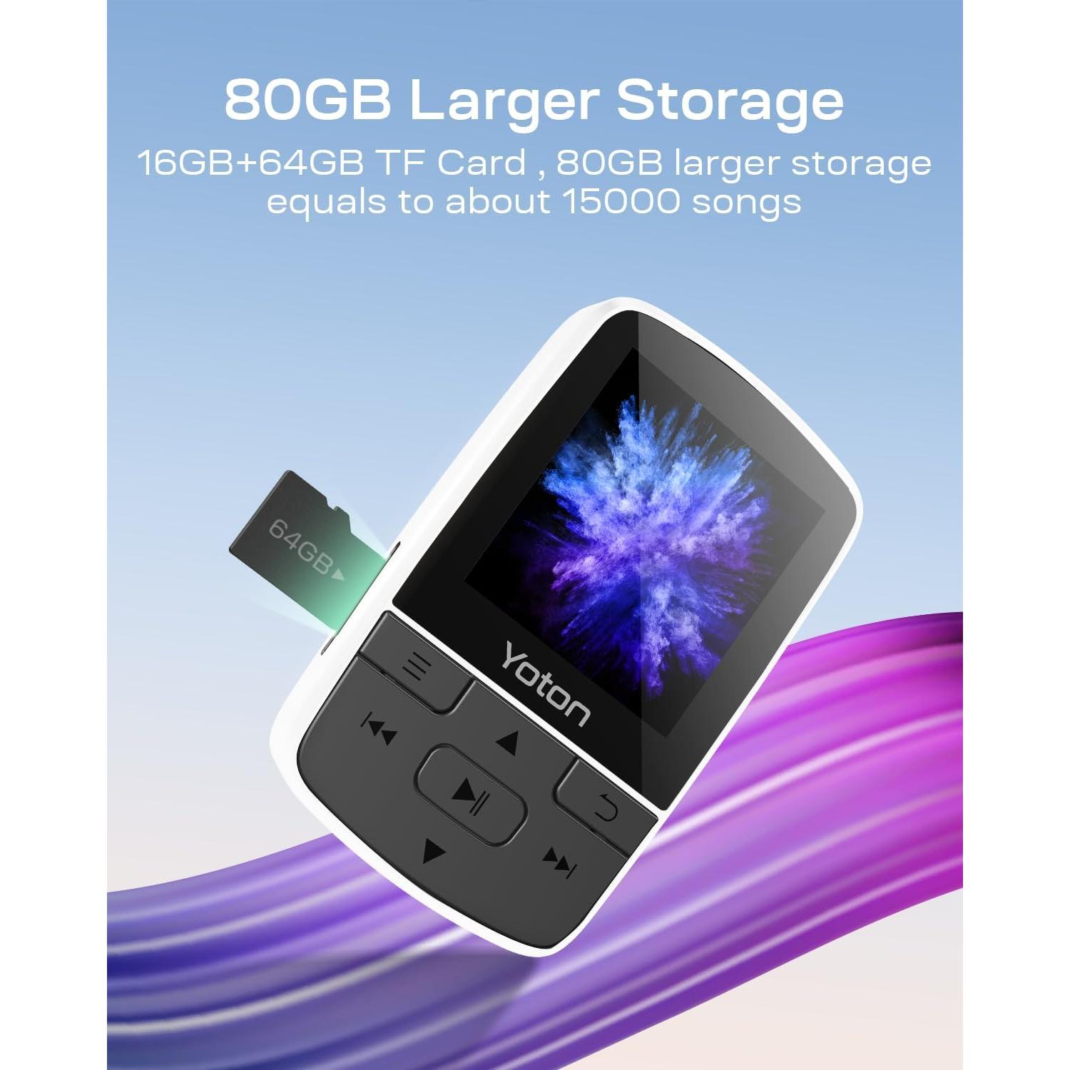 Reproductor MP3 YOTON YM03 Bluetooth 5.2 64GB HiFi Clip Deportivo