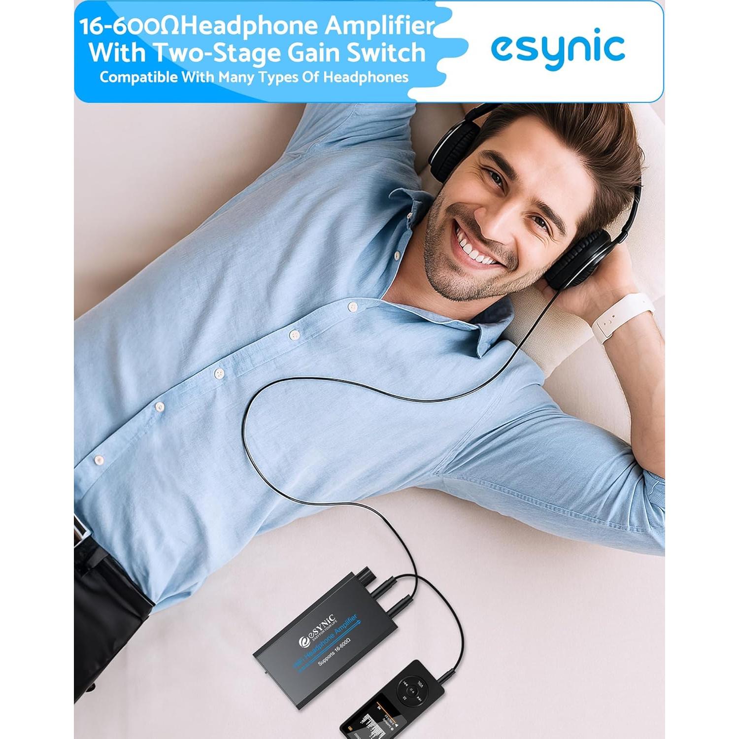 Amplificador de Auriculares Portátil eSynic 16-600Ω HiFi 12H