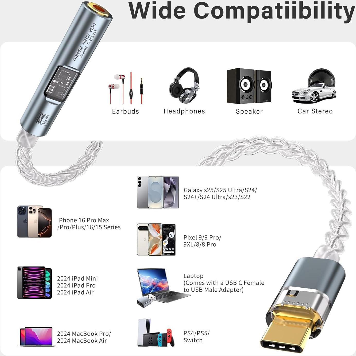Adaptador de Audio USB C a 3.5mm Subynanal CX31993 HiFi