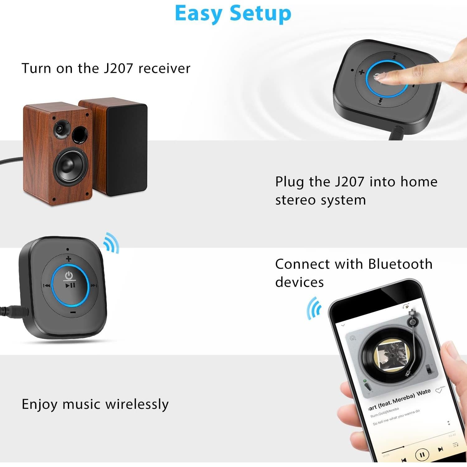 Receptor Bluetooth 5.4 IDIGMALL J207 HiFi 20h Batería