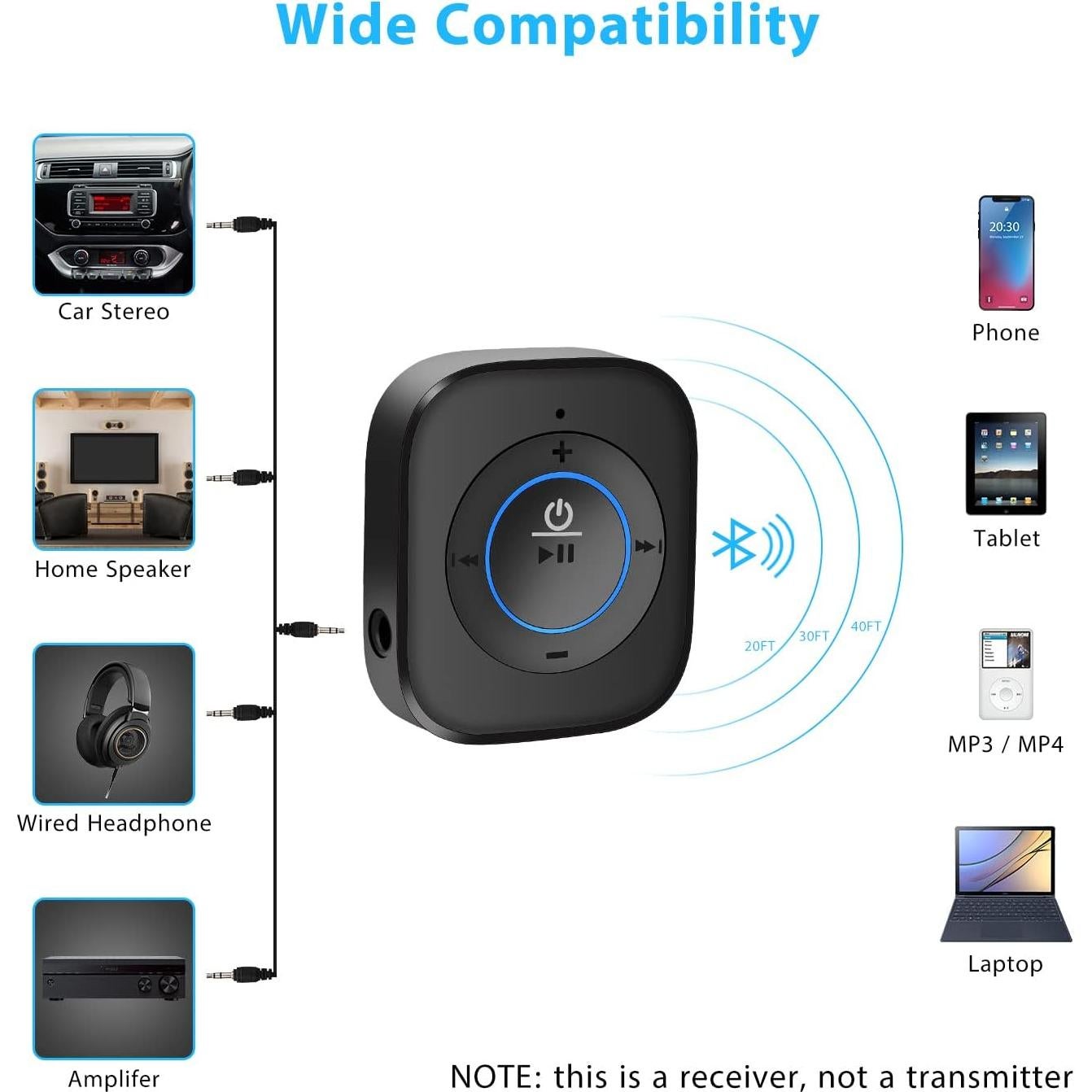 Receptor Bluetooth 5.4 IDIGMALL J207 HiFi 20h Batería