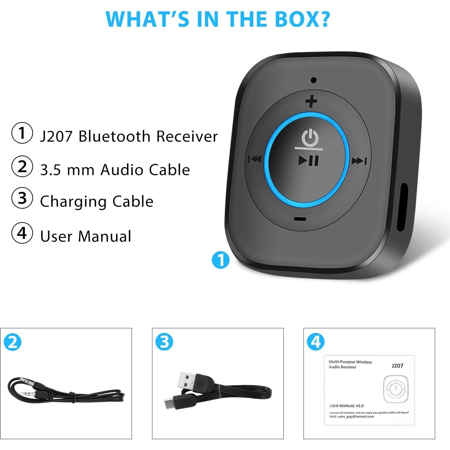 Receptor Bluetooth 5.4 IDIGMALL J207 HiFi 20h Batería