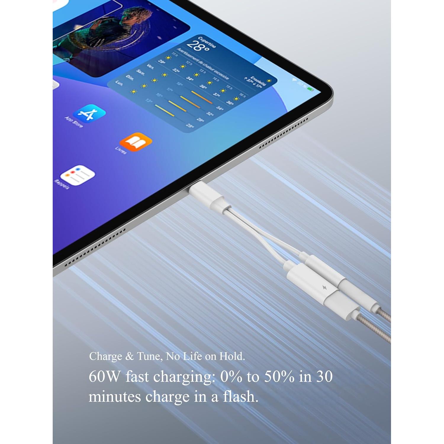 Adaptador de Audio USB-C a 3.5mm Hi-Fi 384kHz y Carga 60W