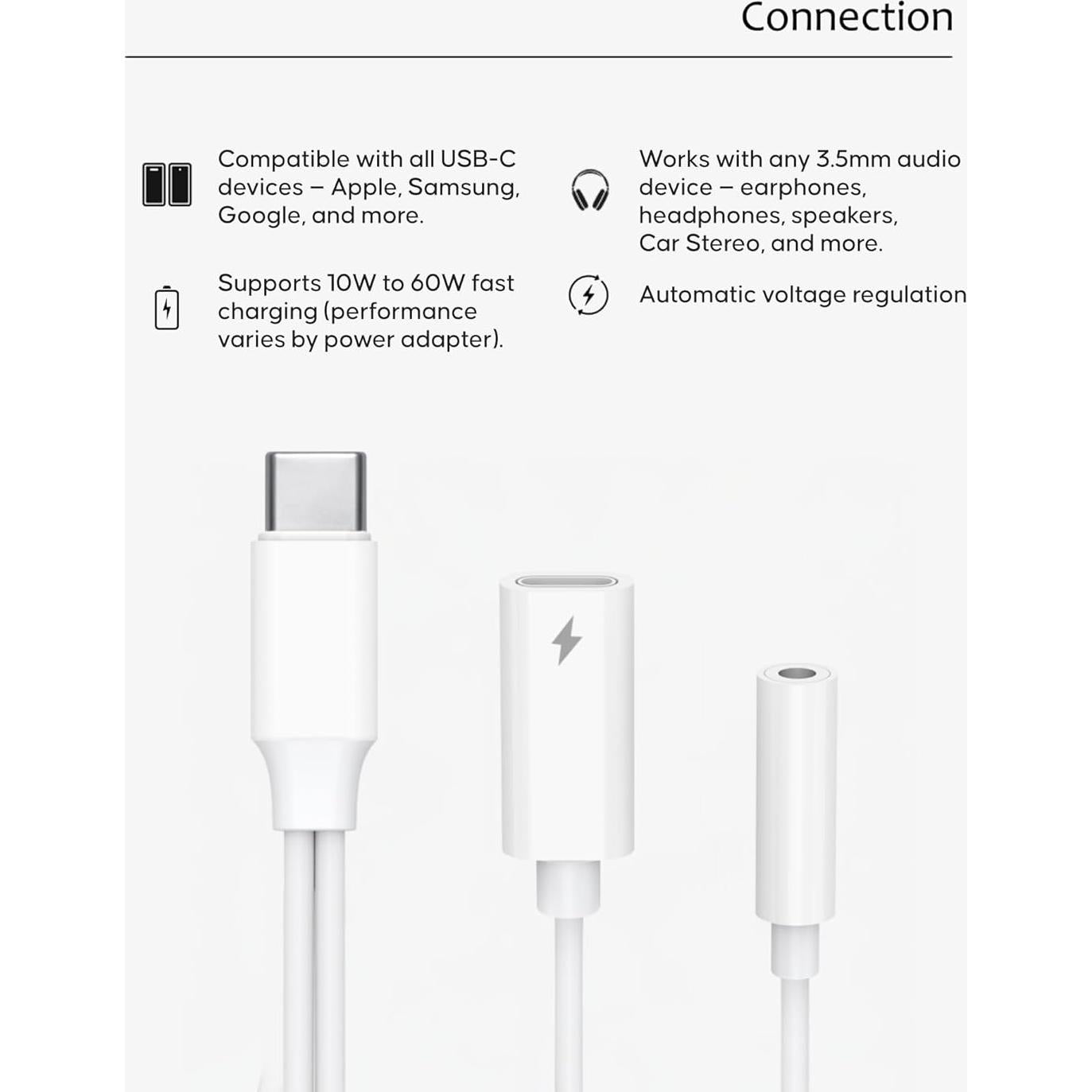 Adaptador de Audio USB-C a 3.5mm Hi-Fi 384kHz y Carga 60W