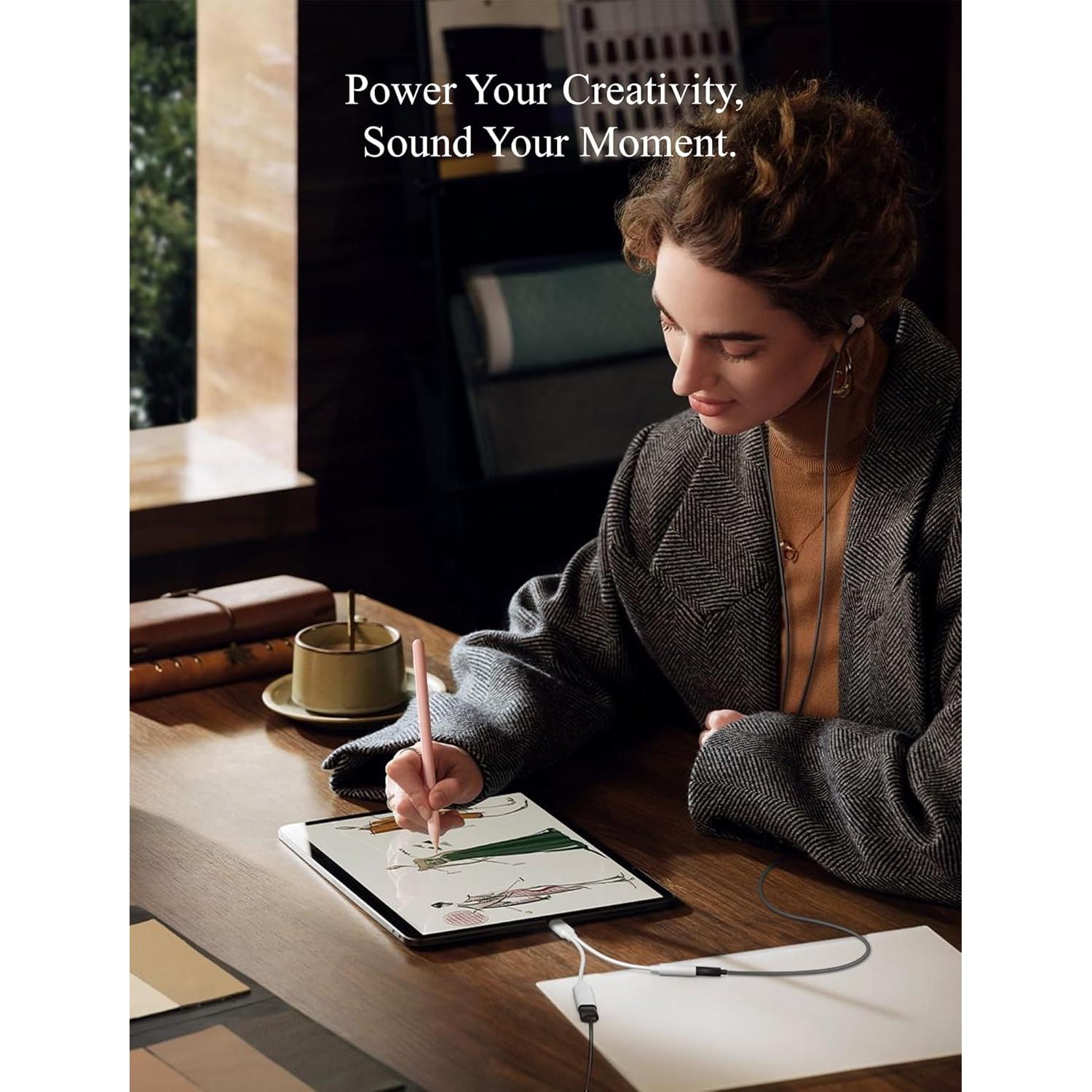 Adaptador de Audio USB-C a 3.5mm Hi-Fi 384kHz y Carga 60W