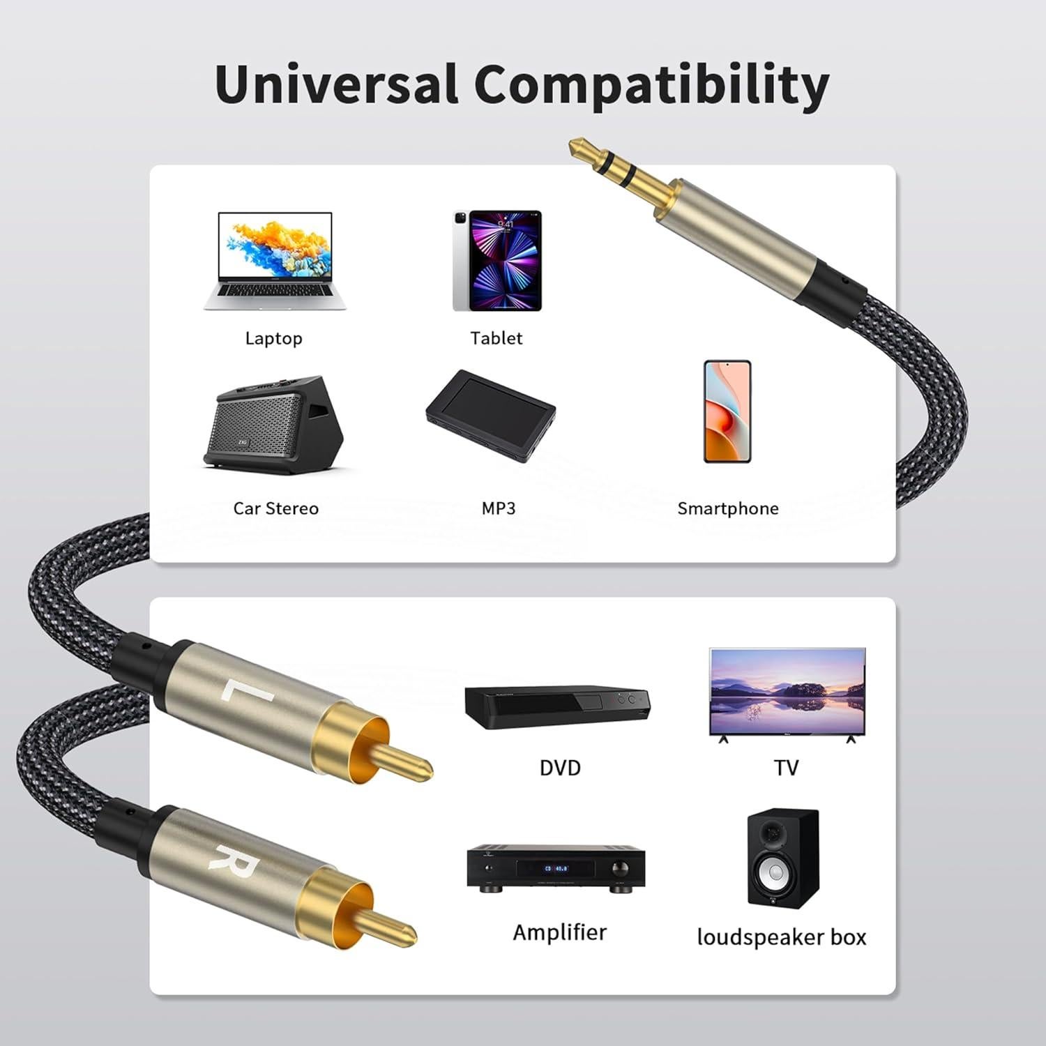Adaptador de Audio 3.5mm a Doble RCA ZTOXLR 10.06m