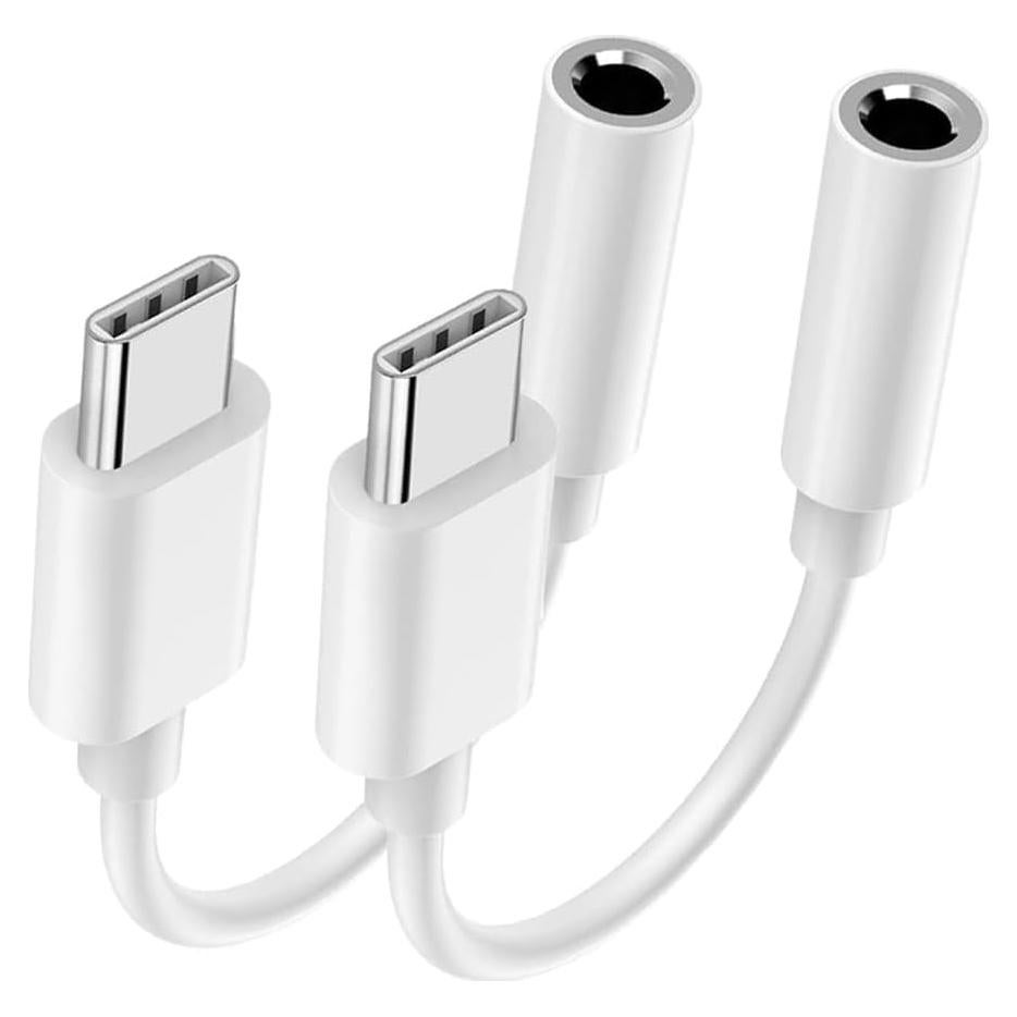USB-C to 3.5mm Audio Headphone Adapter - HiFi 2 Pack Compatible with iPhone 16 15 Samsung Galaxy S24 S23 S22 S21 Plus Pro Max Ultra Pixel iPad, Type C to Jack Dongle Adapter