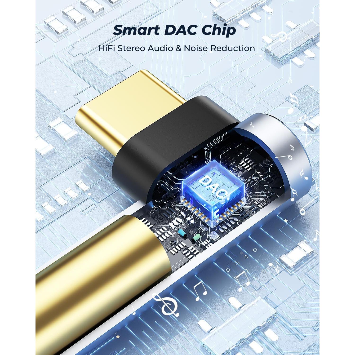 Adaptador de Audio USB C a 3.5mm HiFi ANDTOBO 90 Grados