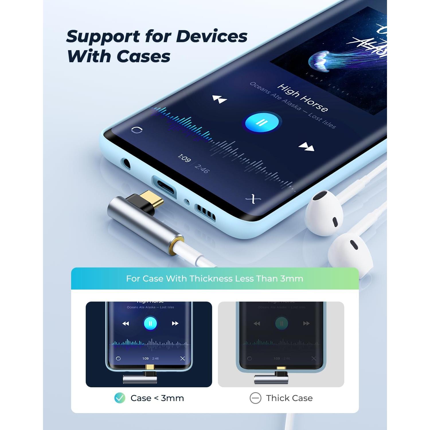 Adaptador de Audio USB C a 3.5mm HiFi ANDTOBO 90 Grados