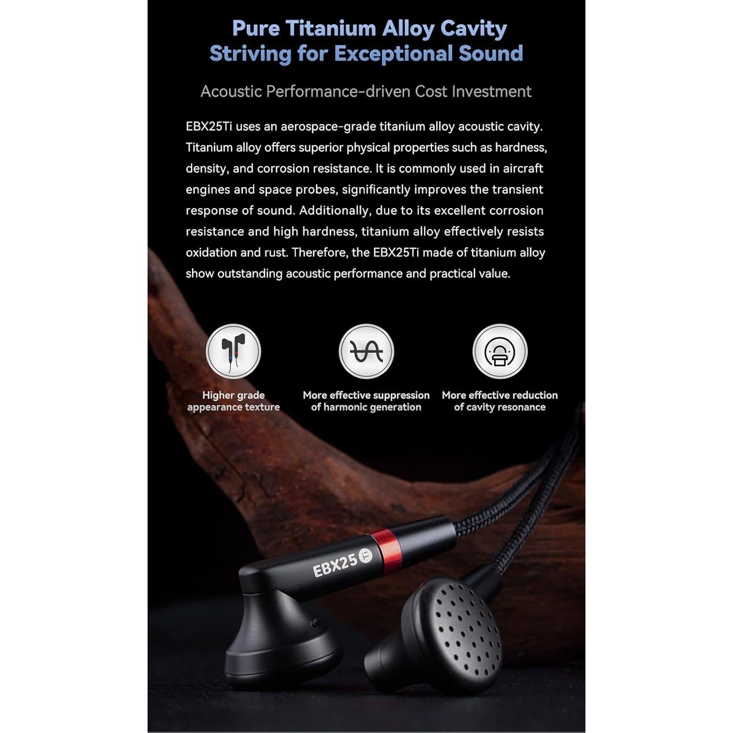 Auriculares HiFi NICEHCK EBX25Ti con Cable Desmontable 4.4mm