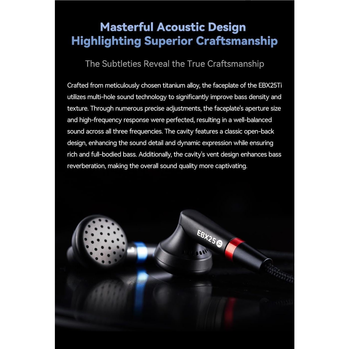 Auriculares HiFi NICEHCK EBX25Ti con Cable Desmontable 4.4mm