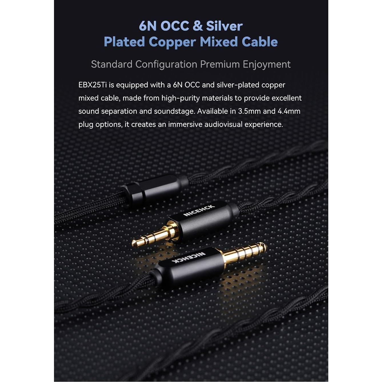 Auriculares HiFi NICEHCK EBX25Ti con Cable Desmontable 4.4mm