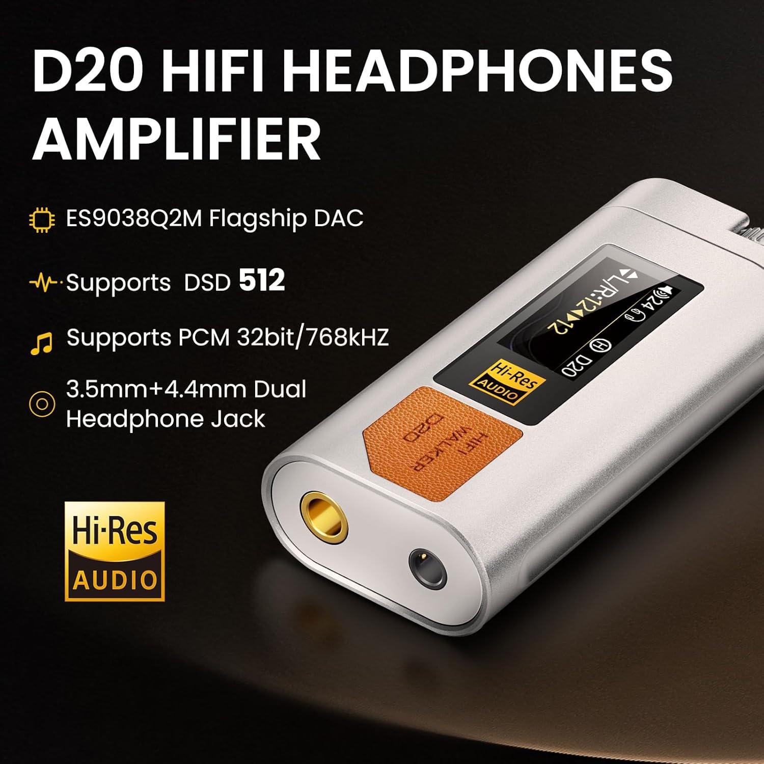 Amplificador DAC Portátil HIFI WALKER D20 - USB Hi-Res 768kHz