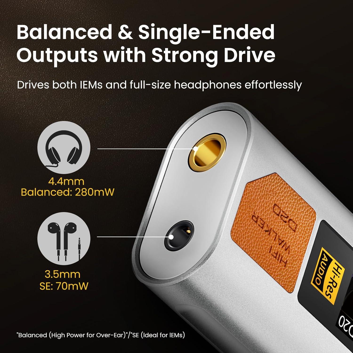 Amplificador DAC Portátil HIFI WALKER D20 - USB Hi-Res 768kHz