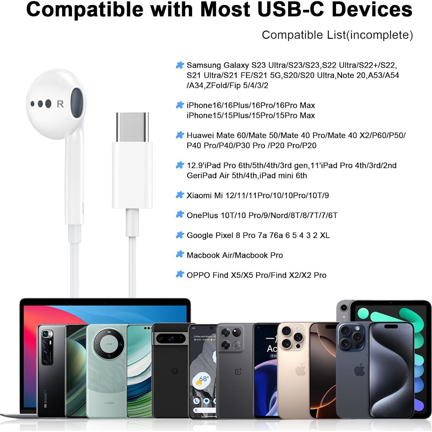 Auriculares USB C Intrauditivos HiFi esbeecables 2 Pack