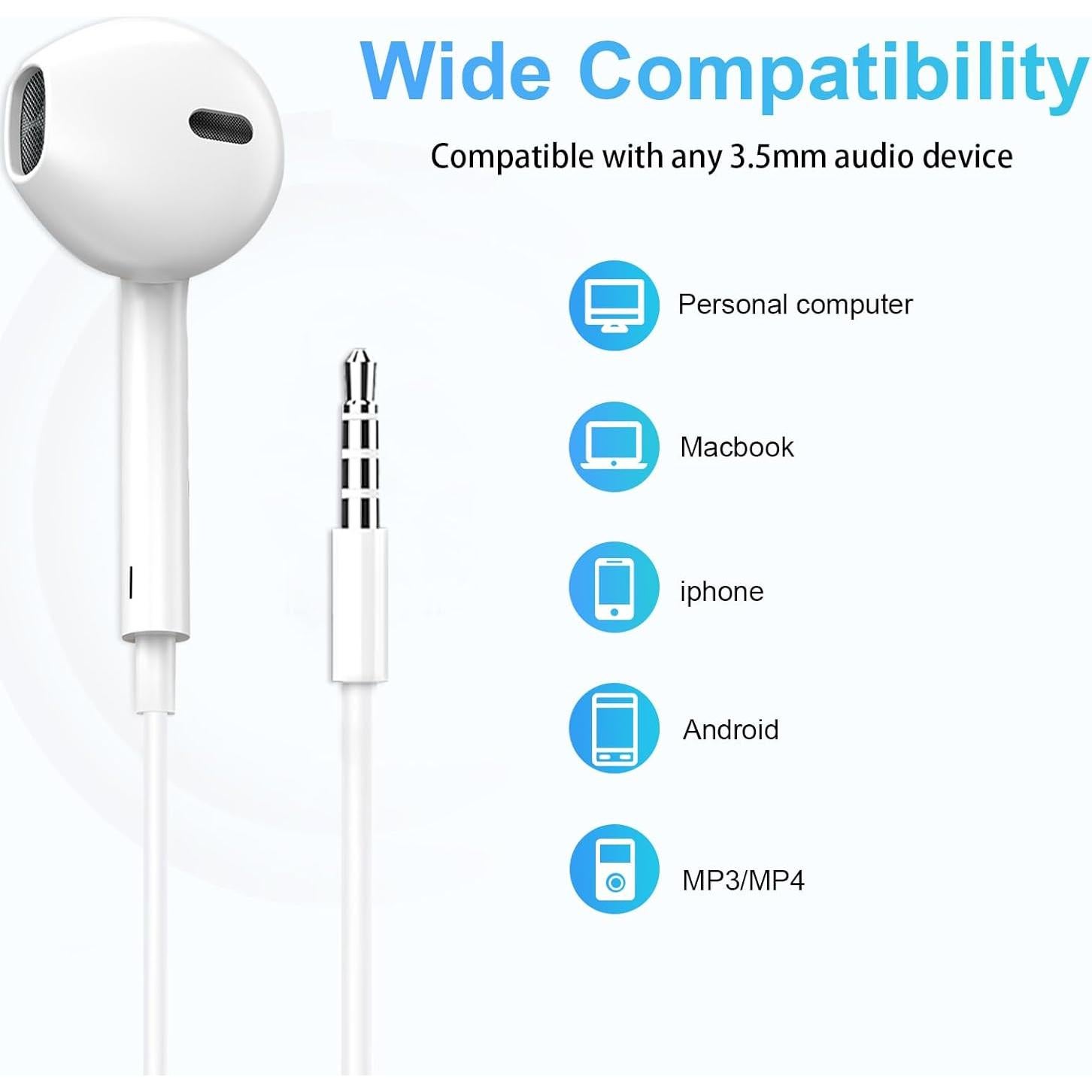 Auriculares con cable CLIPSUN 4 Paquetes con micrófono 3.5mm