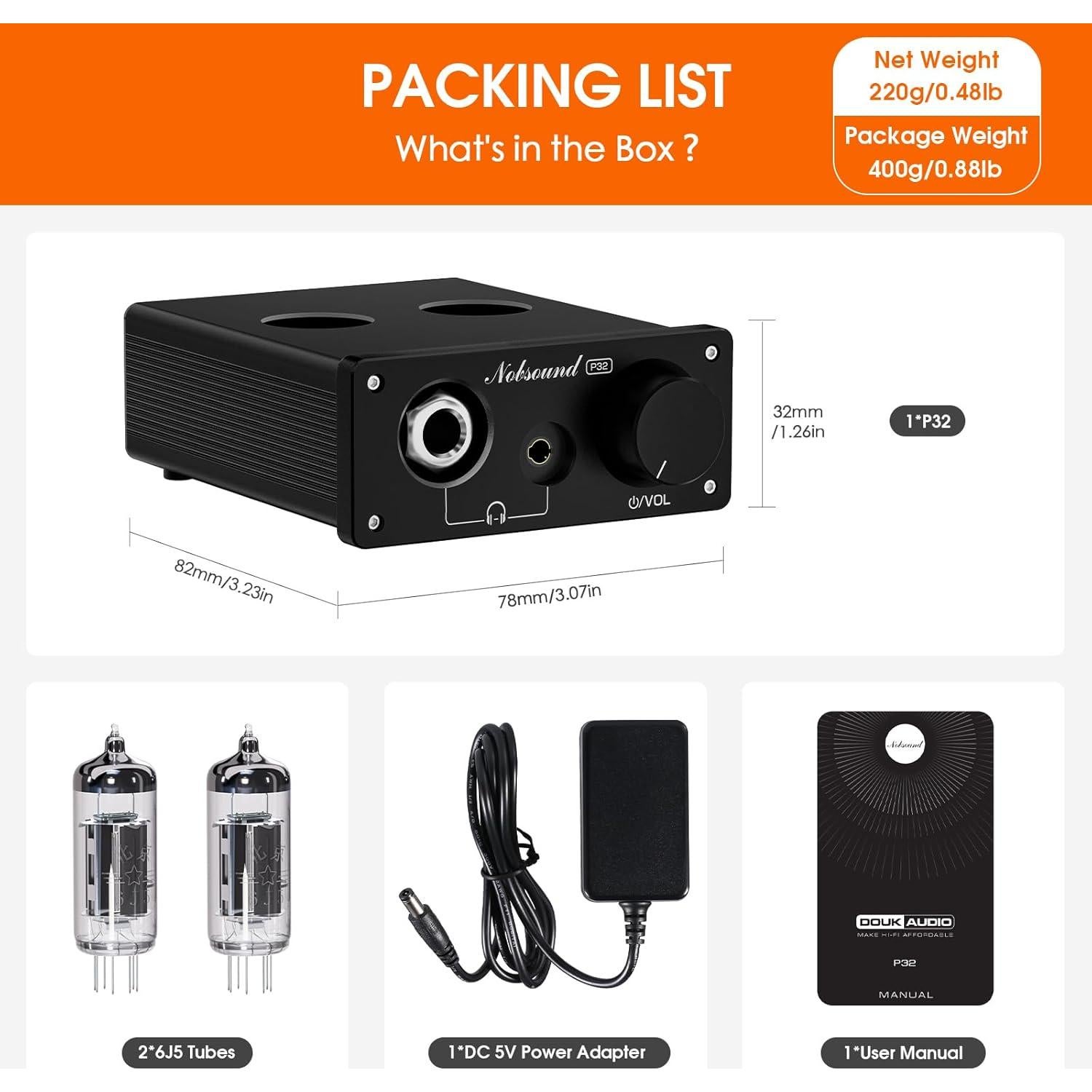 Amplificador de Auriculares Nobsound P32 1000mW Válvula HiFi